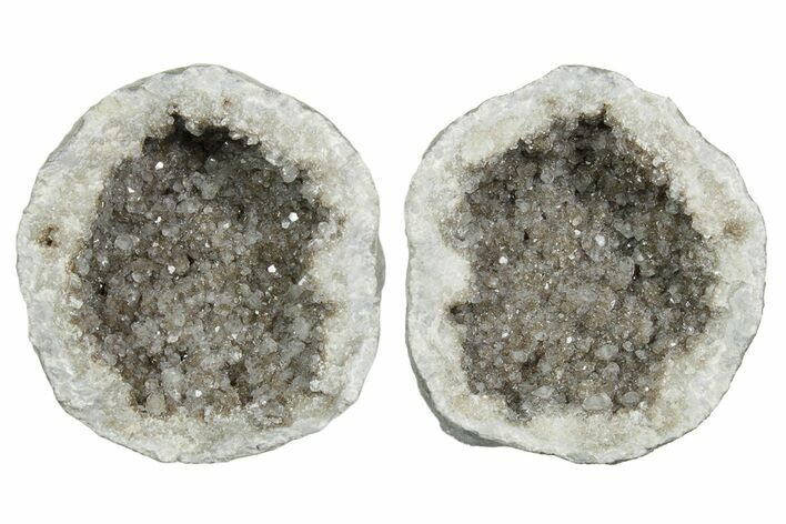 Keokuk Geode with Calcite Crystals (Pair) - Missouri #349528